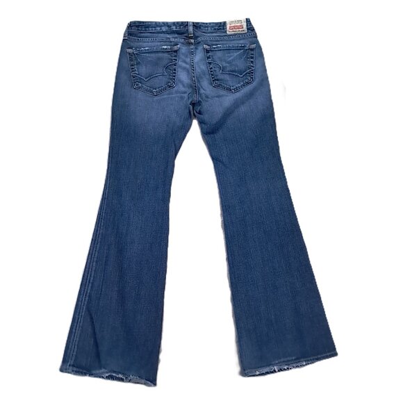 BIG STAR Sweet Low Boot Cut Jean Womens 32x33, Tag 29L Stretch Blue Distressed - Picture 2 of 15